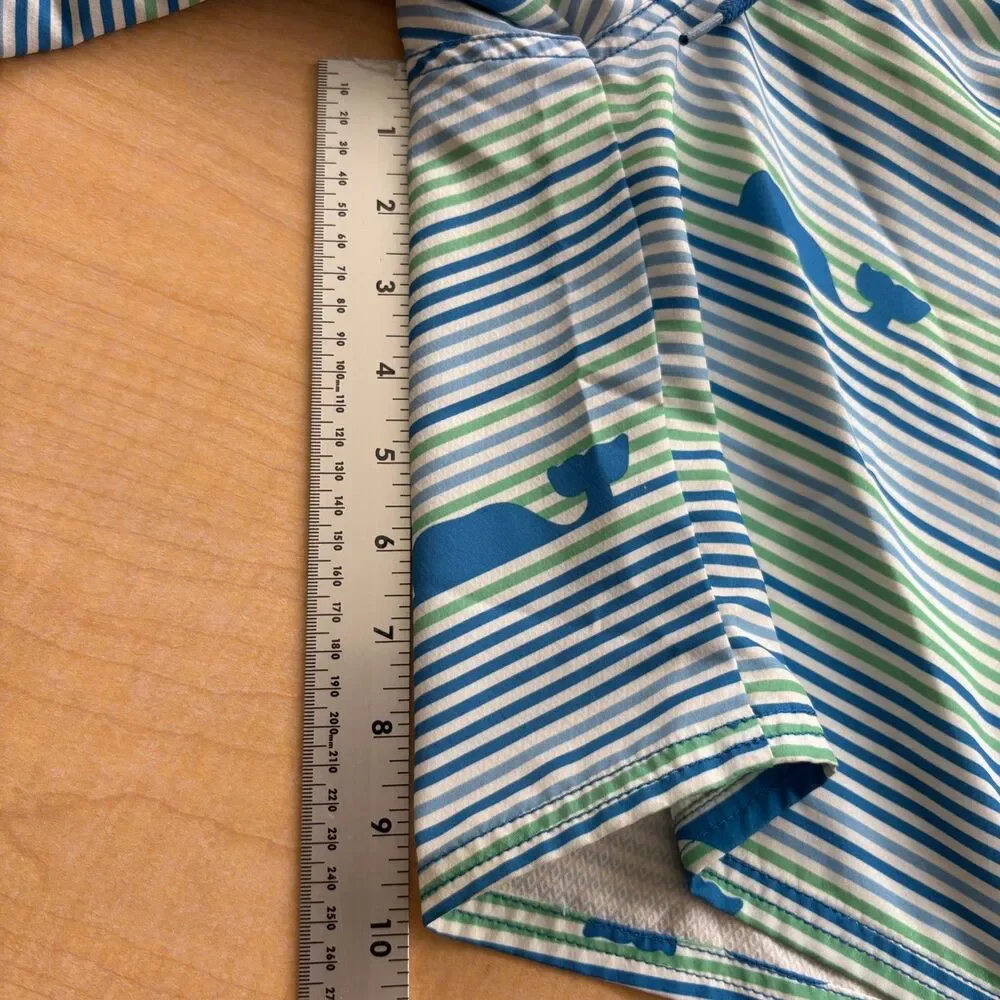 Vineyard Vines Swim Trunks Men's Size 32 Blue Striped Whale Pockets Drawstring